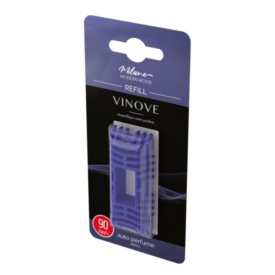 Amio – Ανταλλακτικό Αρωματικό Αυτοκινήτου Vinove Milano Modern Wood, χαρίζει εκλεπτυσμένο άρωμα κανέλας, βανίλιας και κάρδαμου με διάρκεια έως 90 ημέρες – 1 Τεμ. (V11057/V11-14/AM)
