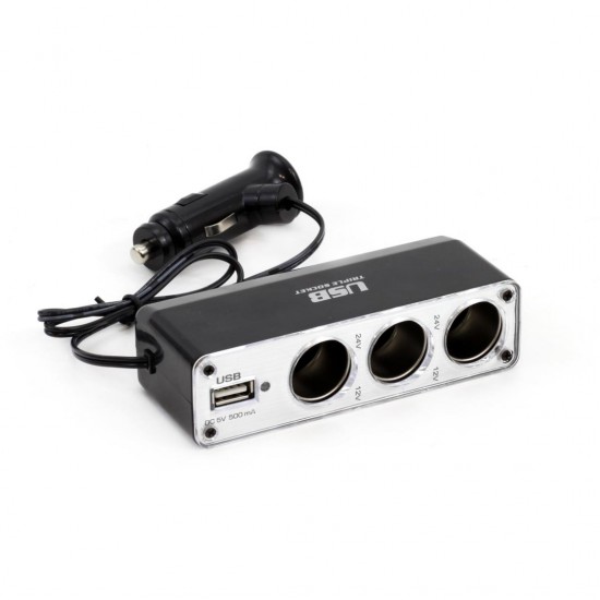 ΑΝΤΑΠΤΟΡΑΣ ΑΝΑΠΤΗΡΑ ΤΡΙΠΛΟΣ+ 1 USB 500mA ΜΕ ΚΑΛΩΔΙΟ 30cm 12/24V 2A MAX AMiO - 1 ΤΕΜ. ΑΝΤΑΠΤΟΡΑΣ ΑΝΑΠΤΗΡΑ ΤΡΙΠΛΟΣ+ 1 USB 500mA ΜΕ ΚΑΛΩΔΙΟ 30cm 12/24V 2A MAX AMiO - 1 ΤΕΜ.