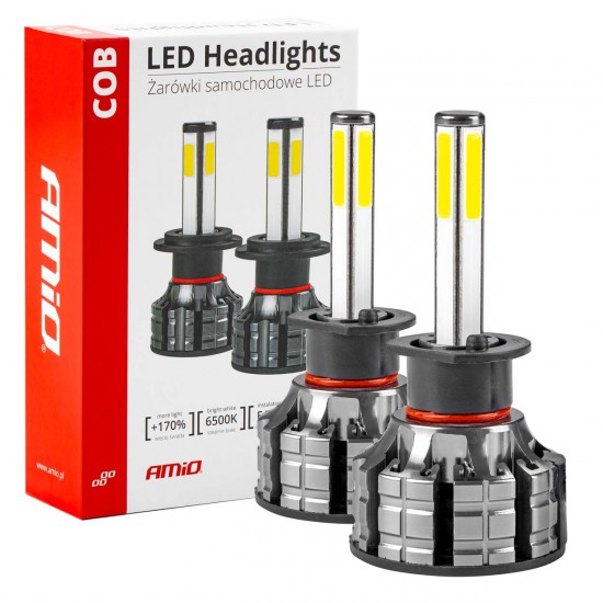 Amio - Λάμπες LED H1 τύπου 4Size Series τάση λειτουργίας 12/24V απόδοσης 38W για Επιβατικά Αυτοκίνητα και Φορτηγά - 2 τεμ. (02842/AM)