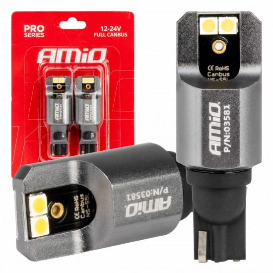 ΛΑΜΠΕΣ T15 W16W 12/24V 6.000K 4xSMD LED FULL CAN-BUS ΛΕΥΚΟ 3030 PRO SERIES AMIO - 2 ΤΕΜ.