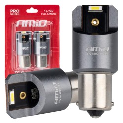 ΛΑΜΠΕΣ LED CAN-BUS P21W BA15S 12/24V 6.000K 2xSMD ΛΕΥΚΟ PRO SERIES AMIO - 2 ΤΕΜ. ΛΑΜΠΕΣ LED CAN-BUS P21W BA15S 12/24V 6.000K 2xSMD ΛΕΥΚΟ PRO SERIES AMIO - 2 ΤΕΜ.