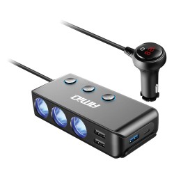 ΒΟΛΤΟΜΕΤΡΟ 12/24V 200W 5V  ΜΕ ΦΙΣ ΑΝΑΠΤΗΡΑ ΚΑΙ ΠΡΟΕΚΤΑΣΗ ΜΕ 3 ΥΠΟΔΟΧΕΣ ΦΙΣ ΑΝΑΠΤΗΡΑ+3xUSB-C+USB-C AMIO - 1 Τεμ. ΒΟΛΤΟΜΕΤΡΟ 12/24V 200W 5V  ΜΕ ΦΙΣ ΑΝΑΠΤΗΡΑ ΚΑΙ ΠΡΟΕΚΤΑΣΗ ΜΕ 3 ΥΠΟΔΟΧΕΣ ΦΙΣ ΑΝΑΠΤΗΡΑ+3xUSB-C+USB-C AMIO - 1 Τεμ.