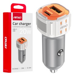 ΦΟΡΤΙΣΤΗΣ ΑΝΑΠΤΗΡΑ 12/24V ΜΕ 2 ΘΥΡΕΣ USB-C+USB 20W 5V/3AQC  ΤΑΧΕΙΑΣ ΦΟΡΤΙΣΗΣ ΛΕΥΚΟΣ AMIO - 1 Τεμ. ΦΟΡΤΙΣΤΗΣ ΑΝΑΠΤΗΡΑ 12/24V ΜΕ 2 ΘΥΡΕΣ USB-C+USB 20W 5V/3AQC  ΤΑΧΕΙΑΣ ΦΟΡΤΙΣΗΣ ΛΕΥΚΟΣ AMIO - 1 Τεμ.