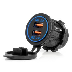 ΠΡΙΖΑ ΜΕ 2 ΘΥΡΕΣ USB ΚΑΙ ΚΑΠΑΚΙ 12/24V QUICK CHARGE 3.0 ΑΔΙΑΒΡΟΧΗ ΜΕ ΜΠΛΕ LED ΦΩΣ ΜΑΥΡΗ AMIO - 1 ΤΕΜ. ΠΡΙΖΑ ΜΕ 2 ΘΥΡΕΣ USB ΚΑΙ ΚΑΠΑΚΙ 12/24V QUICK CHARGE 3.0 ΑΔΙΑΒΡΟΧΗ ΜΕ ΜΠΛΕ LED ΦΩΣ ΜΑΥΡΗ AMIO - 1 ΤΕΜ.