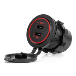 ΠΡΙΖΑ ΜΕ 2 ΘΥΡΕΣ USB-C ΚΑΙ ΚΑΠΑΚΙ 12/24V ΑΔΙΑΒΡΟΧΗ ΜΕ ΚΟΚΚΙΝΟ LED ΦΩΣ ΜΑΥΡΗ ΑΜΙΟ - 1 τεμ. ΠΡΙΖΑ ΜΕ 2 ΘΥΡΕΣ USB-C ΚΑΙ ΚΑΠΑΚΙ 12/24V ΑΔΙΑΒΡΟΧΗ ΜΕ ΚΟΚΚΙΝΟ LED ΦΩΣ ΜΑΥΡΗ ΑΜΙΟ - 1 τεμ.