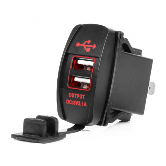 ΠΡΙΖΑ ΜΕ 2 ΘΥΡΕΣ USB ΚΑΙ ΚΑΠΑΚΙ 12/24V ΑΔΙΑΒΡΟΧΗ ΜΑΚΡΟΣΤΕΝΟ ΣΧΗΜΑ ΜΕ ΚΟΚΚΙΝΟ LED ΦΩΣ ΜΑΥΡΗ  AMIO - 1 Τεμ. ΠΡΙΖΑ ΜΕ 2 ΘΥΡΕΣ USB ΚΑΙ ΚΑΠΑΚΙ 12/24V ΑΔΙΑΒΡΟΧΗ ΜΑΚΡΟΣΤΕΝΟ ΣΧΗΜΑ ΜΕ ΚΟΚΚΙΝΟ LED ΦΩΣ ΜΑΥΡΗ  AMIO - 1 Τεμ.