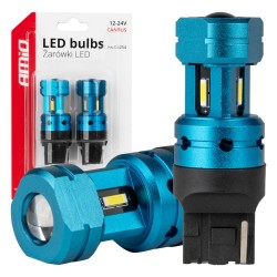 Amio - Λάμπες LED CANBUS T20 7440 W21W 4SMD 1860 Λευκή 6000K – 12/24V - 2 Τεμ. (04254/AM)