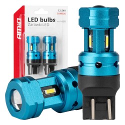 Amio - Λάμπες LED CANBUS T20 7443 W21/5W 4SMD 1860 Λευκή 6000K  – 12/24V - 2 Τεμ. (04255/AM)