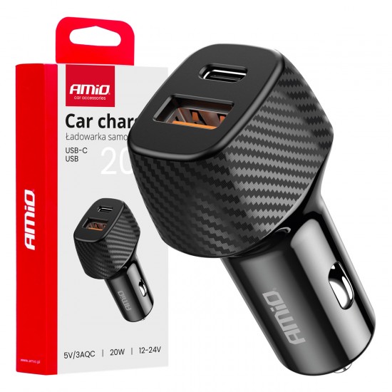 ΦΟΡΤΙΣΤΗΣ ΑΝΑΠΤΗΡΑ ΜΕ 2 ΘΥΡΕΣ USB-A QUICK CHARGE+USB-C 20W ΜΑΥΡΟ AMIO - 1 Τεμ. ΦΟΡΤΙΣΤΗΣ ΑΝΑΠΤΗΡΑ ΜΕ 2 ΘΥΡΕΣ USB-A QUICK CHARGE+USB-C 20W ΜΑΥΡΟ AMIO - 1 Τεμ.