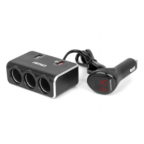 ΑΝΤΑΠΤΟΡΑΣ ΑΝΑΠΤΗΡΑ 12/24V 120W ΨΗΦΙΑΚΟΣ ΜΑΥΡΟΣ/3 ΘΕΣΕΙΣ/2xUSB-A QC 3.0  ΜΕ ΚΑΛΩΔΙΟ 80cm AMIO - 1 Τεμ. ΑΝΤΑΠΤΟΡΑΣ ΑΝΑΠΤΗΡΑ 12/24V 120W ΨΗΦΙΑΚΟΣ ΜΑΥΡΟΣ/3 ΘΕΣΕΙΣ/2xUSB-A QC 3.0  ΜΕ ΚΑΛΩΔΙΟ 80cm AMIO - 1 Τεμ.