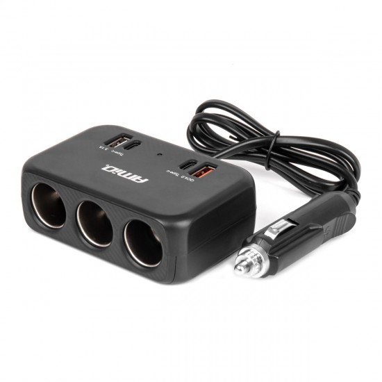 ΑΝΤΑΠΤΟΡΑΣ ΑΝΑΠΤΗΡΑ 12/24V 120W ΜΑΥΡΟΣ/3 ΘΕΣΕΙΣ/1xUSB-A+1xUSB-C QC 4.0 ΤΑΧΕΙΑΣ ΦΟΡΤΙΣΗΣ/ΚΑΛΩΔΙΟ 80cm AMIO - 1 Τεμ. ΑΝΤΑΠΤΟΡΑΣ ΑΝΑΠΤΗΡΑ 12/24V 120W ΜΑΥΡΟΣ/3 ΘΕΣΕΙΣ/1xUSB-A+1xUSB-C QC 4.0 ΤΑΧΕΙΑΣ ΦΟΡΤΙΣΗΣ/ΚΑΛΩΔΙΟ 80cm AMIO - 1 Τεμ.