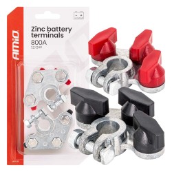 Amio - Πόλοι Μπαταρίας Αυτοκινήτου 800A Βαρέως Τύπου – Σετ (+/-), Επιψευδαργυρωμένες, Για 12/24V - 2 τεμ. (04391/AM)
