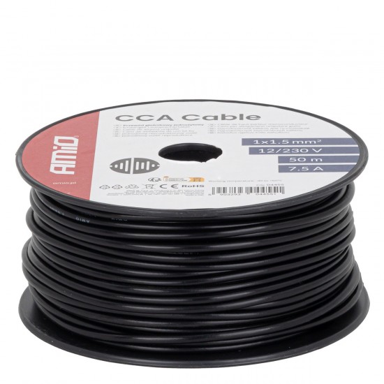 Amio - Μονόκλωνο Καλώδιο Εγκατάστασης CCA 1×1,5mm² 50m – 12/230V - 1 τεμ. (04455/AM)