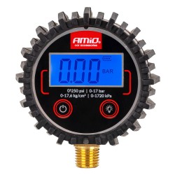 Amio - Ψηφιακό Μανόμετρο Πίεσης 17 bar με Λαστιχένια Προστασία - 1τεμ. (04463/AM)