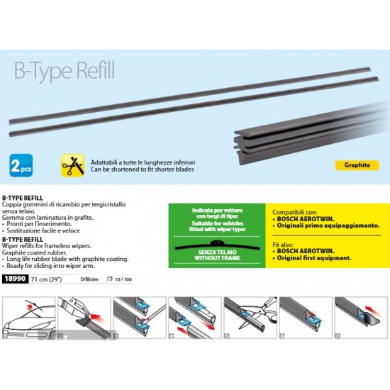 ΛΑΣΤΙΧΑ ΥΑΛΟΚΑΘΑΡΙΣΤΗΡΩΝ BOSCH AEROTWIN REFILL ΓΡΑΦΙΤΗΣ 71cm (29 INCH) 2ΤΕΜ. ΚΑΤΑΛΛΗΛΑ ΓΙΑ FLAT ΝΕΟΥ ΤΥΠΟΥ ΥΑΛΟΚΑΘΑΡΙΣΤΗΡΕΣ