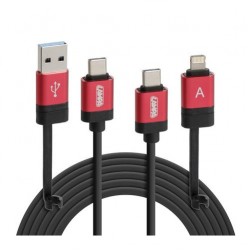 ΚΑΛΩΔΙΟ ΦΟΡΤΙΣΗΣ ΚΑΙ ΣΥΓΧΡΟΝΙΣΜΟΥ USB TYPE C-MICRO USB-USB 3.0-APLLE 8 PIN 100cm (ΚΟΚΚΙΝΟ) RED LINE ΚΑΛΩΔΙΟ ΦΟΡΤΙΣΗΣ ΚΑΙ ΣΥΓΧΡΟΝΙΣΜΟΥ USB TYPE C-MICRO USB-USB 3.0-APLLE 8 PIN 100cm (ΚΟΚΚΙΝΟ) RED LINE