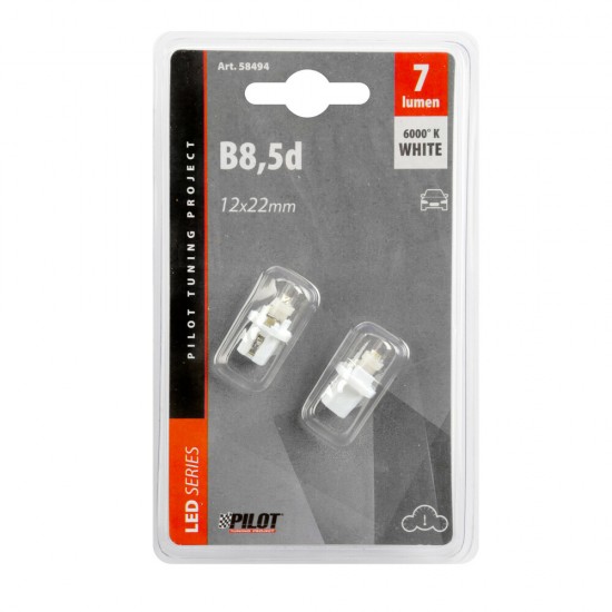 ΛΑΜΠΑΚΙΑ ΜΕ LED B8.5d ΛΕΥΚΟ ΦΩΣ ΚΑΡΦΙ