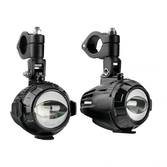Lampa - Προβολείς Ομίχλης Moto FOG-X2 12V 30W 2100lm 6000-6500K Φ71mm 1 LED Αδιάβροχοι IP68 με Καλωδίωση και Βάσεις Φ38-39mm - Σετ 2 Τεμ. (9158.2-LM)