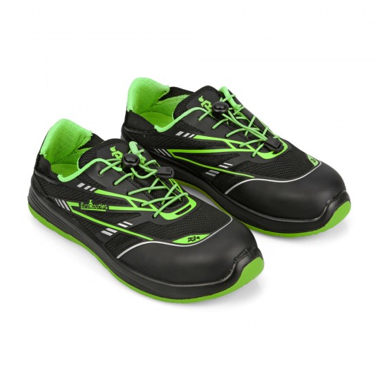 Euroroutier - Παπούτσια Ασφαλείας Νο 39 Hybrid Tech Green ελαφρύ αναπνεύσιμο ύφασμα αντιστατικό με μεταλλική μύτη - 1 τεμ. (L.ERHYTG39)
