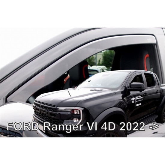 ΑΝΕΜΟΘΡΑΥΣΤΕΣ ΓΙΑ FORD RANGER 4D 2022+ /RAPTOR 2022+  ΖΕΥΓΑΡΙ ΑΠΟ ΕΥΚΑΜΠΤΟ ΦΙΜΕ ΠΛΑΣΤΙΚΟ HEKO - 2 ΤΕΜ.