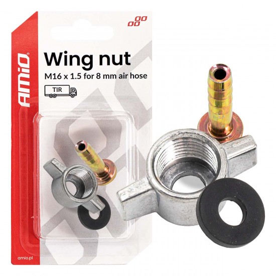 Amio – Παξιμάδι Πεταλούδα M16x1.5 για Σωλήνα Αέρα Φ8mm για Σταθερή Σύνδεση & Εύκολη Τοποθέτηση – 1 Τεμ. (04499/AM)