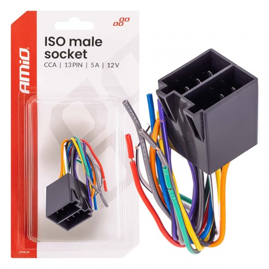 Amio – Φίσα ISO 13PIN Αρσενική CCA 12V 5A για Σταθερή Σύνδεση & Αξιόπιστη Λειτουργία Φωτισμού – 1 Τεμ. (04445/AM)