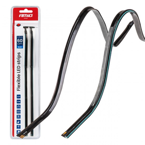 Amio – Ταινία LED COB 12V Μπλε 2x30cm Flexible Πλαϊνού Φωτισμού για Σήμανση & Dynamic Look – Σετ 2 Τεμ. (04578/AM)