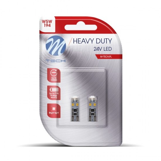 T10 W5W 24V W2.1x9.5d 8xSMD2835 LED CAN-BUS ΛΕΥΚΟ HEAVY DUTY BLISTER M-TECH - 2 Τεμ. T10 W5W 24V W2.1x9.5d 8xSMD2835 LED CAN-BUS ΛΕΥΚΟ HEAVY DUTY BLISTER M-TECH - 2 Τεμ.