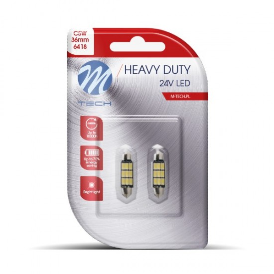 ΛΑΜΠΑΚΙΑ ΠΛΑΦΟΝΙΕΡΑΣ C5W 24V SV8,5 36mm 9xSMD5630 LED ΛΕΥΚΟ HEAVY DUTY BLISTER  M-TECH - 2 Τεμ. ΛΑΜΠΑΚΙΑ ΠΛΑΦΟΝΙΕΡΑΣ C5W 24V SV8,5 36mm 9xSMD5630 LED ΛΕΥΚΟ HEAVY DUTY BLISTER  M-TECH - 2 Τεμ.