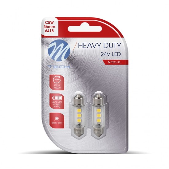 ΛΑΜΠΑΚΙΑ ΠΛΑΦΟΝΙΕΡΑΣ C5W 24V SV8,5 36mm 3xSMD2835 LED ΛΕΥΚΟ HEAVY DUTY BLISTER M-TECH - 2 Τεμ. ΛΑΜΠΑΚΙΑ ΠΛΑΦΟΝΙΕΡΑΣ C5W 24V SV8,5 36mm 3xSMD2835 LED ΛΕΥΚΟ HEAVY DUTY BLISTER M-TECH - 2 Τεμ.