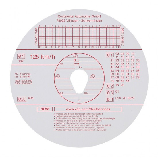 ΤΑΧΟΓΡΑΦΟΙ KIENZLE VDO 125km/h 100ΤΕΜ ΤΑΧΟΓΡΑΦΟΙ KIENZLE VDO 125km/h 100ΤΕΜ