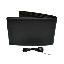 ΚΑΛΥΜΜΑ ΤΙΜΟΝΙΟΥ ΑΥΤΟΚΙΝΗΤΟΥ ΡΑΦΤΟ 38-39cm ΑΠΟ ΛΕΙΟ ΑΟΣΜΟ ΤΕΧΝΟΔΕΡΜΑ ΜΑΥΡΟ AMIO - 1 ΤΕΜ.