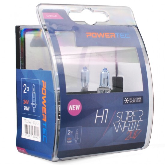 H1 24V 70W 3.450K  P14.5 POWERTECK SUPERWHITE BLISTER 2ΤΕΜ. M-TECH H1 24V 70W 3.450K  P14.5 POWERTECK SUPERWHITE BLISTER 2ΤΕΜ. M-TECH