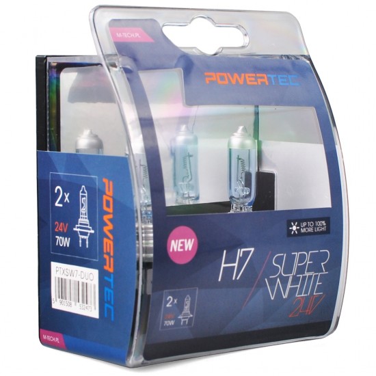 H7 24V 70W 3.450K PX26d POWERTECK SUPERWHITE BLISTER 2ΤΕΜ. M-TECH H7 24V 70W 3.450K PX26d POWERTECK SUPERWHITE BLISTER 2ΤΕΜ. M-TECH