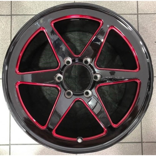 4X4 1487 9×18 6×139,7 ET20 Black Face Machined Red Lip