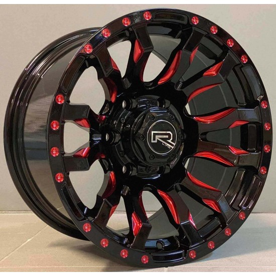 4X4 1540 9×16 6×139,7 ET0 Glossy Black/Red Lip