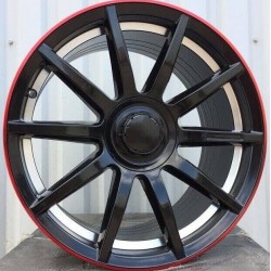 MERCEDES STYLE 119 8×18 5×112 ET43 Glossy Black Red Lip