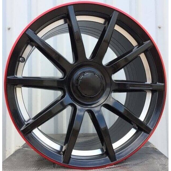 MERCEDES STYLE 119 9×18 5×112 ET43 Glossy Black Red Lip