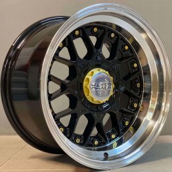HAXER 25 8×16 4×100/114 ET15 Black/Gold Rivets
