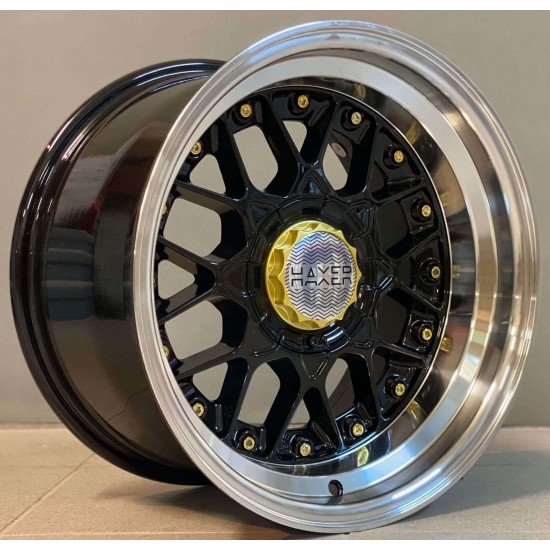 HAXER 25 9×16 4×100/114 ET10 Black/Gold Rivets