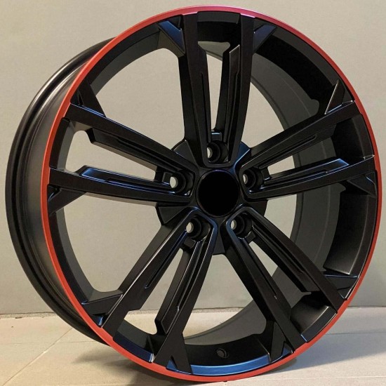 VW STYLE 1415 7,5×18 5×112 ET45 Matt Black-Red Lip